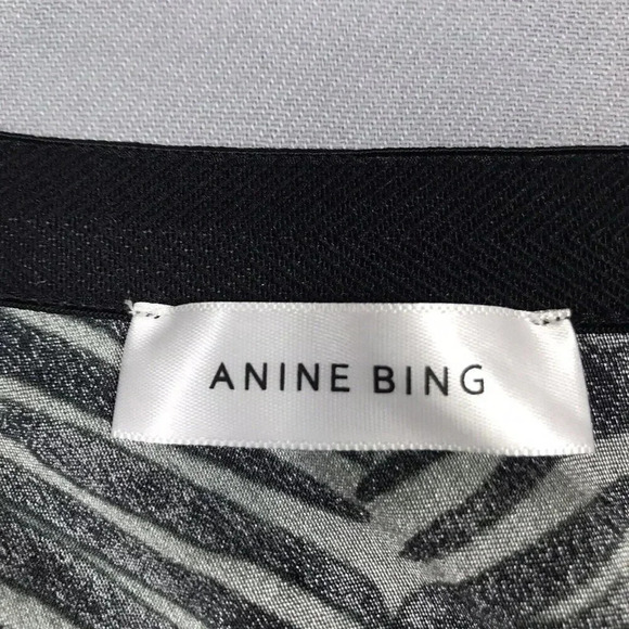 $299 ANINE BING Dolly Silk Skirt Zebra Print Size XS Midi Slit Willow Green Gray - Picture 9 of 16